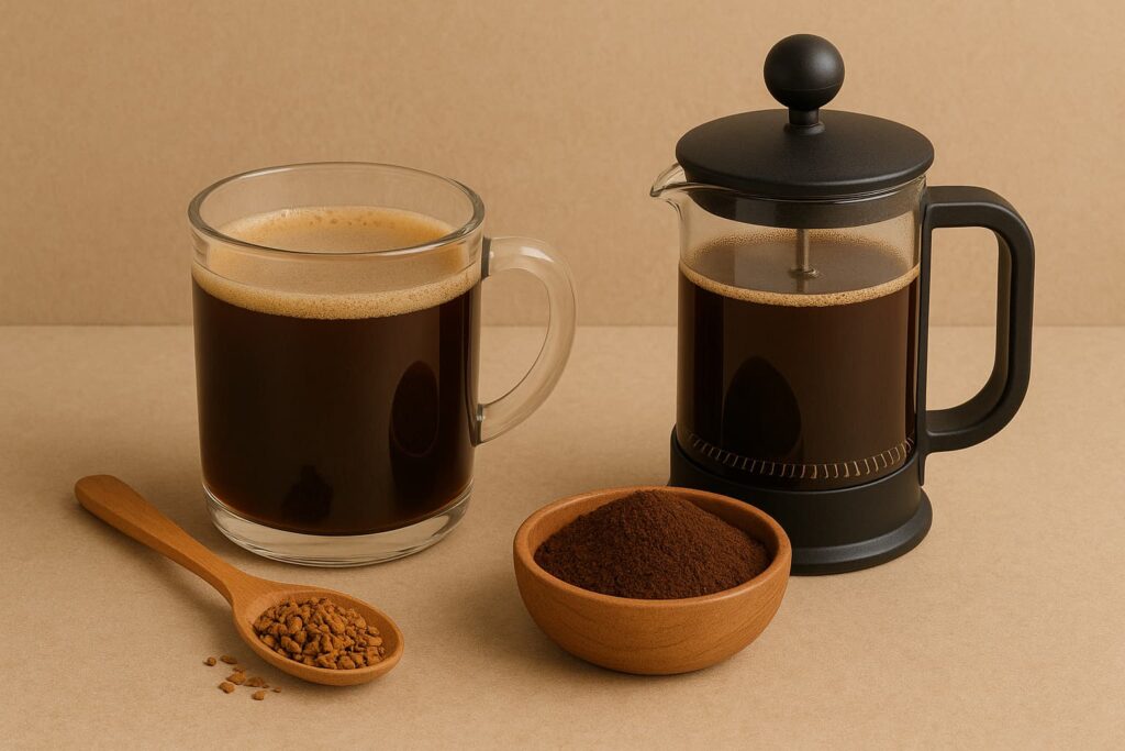 قهوه فوری بهتره یا قهوه فرانسه؟ بررسی جامع برای مصرف روزمره